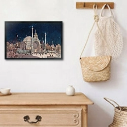 «Парижская выставка 1900 года монументальные ворота» в интерьере в стиле ретро над комодом