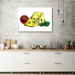 «Сыр с помидорами и базиликом» в интерьере современной кухни над раковиной