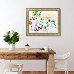 «Натюрморт с артишоками» в интерьере кухни с деревянным столом