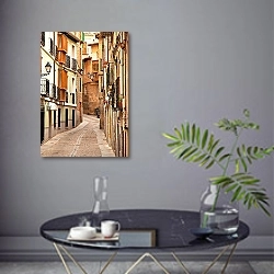 «Испания. Саламанка. Улицы» в интерьере современной гостиной в серых тонах