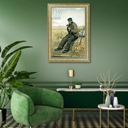 «The Tramp» в интерьере гостиной в зеленых тонах