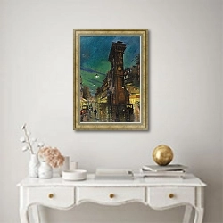 «Городской пейзаж» в интерьере в классическом стиле над столом