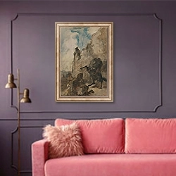 «Lion hunting» в интерьере гостиной с розовым диваном