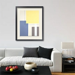 «Geometry. Blue and Yellow Mood. Free spirit 6» в интерьере гостиной в стиле минимализм в светлых тонах