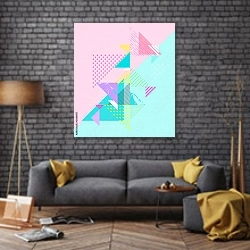 «Абстрактная геометрическая композиция 1» в интерьере в стиле лофт над диваном