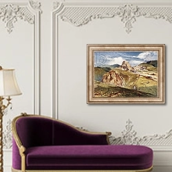 «The Castle of Karytaena in Arcadia» в интерьере в классическом стиле над банкеткой