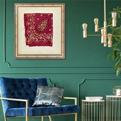 «Printed Textile» в интерьере в классическом стиле с зеленой стеной