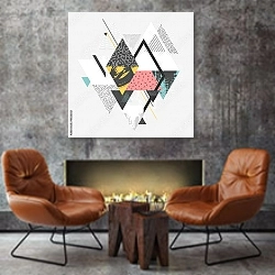 «Современная геометрическая абстракция 23» в интерьере в стиле лофт с бетонной стеной над камином