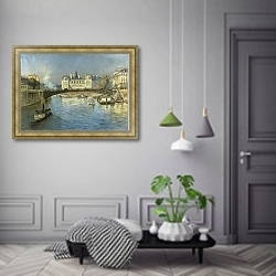 «Париж, река Сена и ратуша Де Виль» в интерьере коридора в классическом стиле