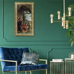 «Entombment of Christ, 1518,» в интерьере в классическом стиле с зеленой стеной