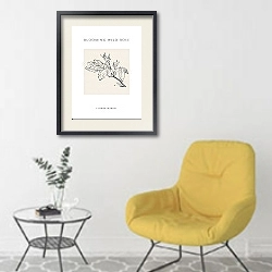 «Blooming wild rose» в интерьере комнаты в скандинавском стиле с желтым креслом