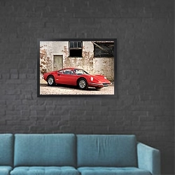 «Ferrari Dino 246 GT '1969–74» в интерьере в стиле лофт с черной кирпичной стеной