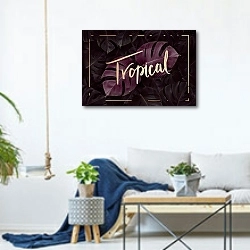 «Tropical» в интерьере гостиной в скандинавском стиле над диваном