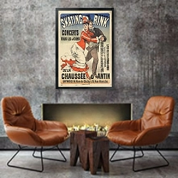 «Skating rink de la Chaussée d’Antin, entrées 16, rue de Clichy et 15 rue Blanche» в интерьере в стиле лофт с бетонной стеной над камином