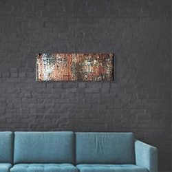 «Ржавая металлическая текстура с отслаивающейся краской» в интерьере в стиле лофт с черной кирпичной стеной
