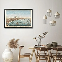 «The South West Prospect of London, from Somerset Gardens to the Tower» в интерьере столовой в стиле ретро