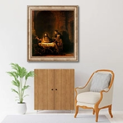 «Христос в Эммаусе 3» в интерьере в классическом стиле над комодом