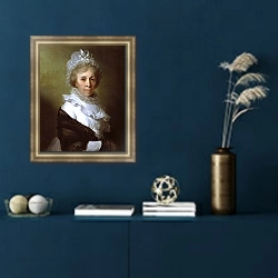 «Портрет пожилой женщины в белом чепце» в интерьере в классическом стиле в синих тонах