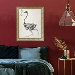 «Fowl: Lateral View, Deeply Disecting» в интерьере спальни с акцентной стеной