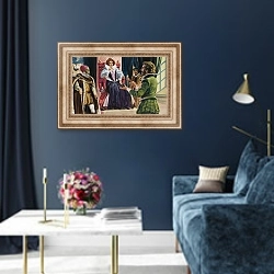 «Queen Elizabeth I and Sir Francis Drake» в интерьере в классическом стиле в синих тонах
