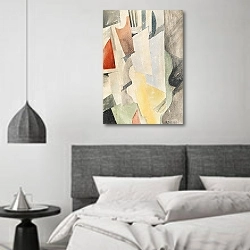 «Cubist Study» в интерьере спальне в стиле минимализм над кроватью