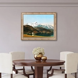 «A View of Maria Loretto on Lake Wörthersee» в интерьере столовой в классическом стиле