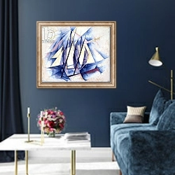 «Sailing Boats, 1919» в интерьере в классическом стиле в синих тонах