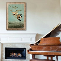 «Flying Geese» в интерьере классической гостиной над камином