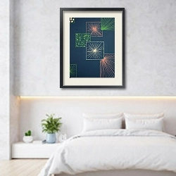 «Fireworks» в интерьере светлой минималистичной спальне над кроватью