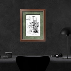 «Sawmill, from 'Cyclopaedia of Useful Arts and Manufactures' by Charles Tomlinson» в интерьере кабинета в черных цветах над столом