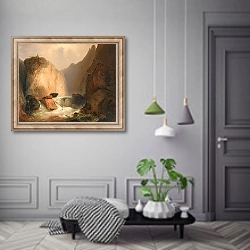 «Felspartie – Moldauenge bei Hohenfurt» в интерьере коридора в классическом стиле