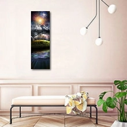 «Пейзаж мира» в интерьере современной прихожей в розовых тонах