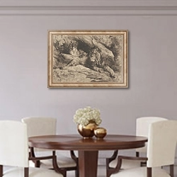 «Leeuwen met een welp» в интерьере столовой в классическом стиле