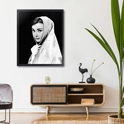 «Хепберн Одри 337» в интерьере комнаты в стиле ретро над тумбой
