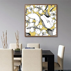 «Цветы и плоды груши 1» в интерьере современной кухни над столом