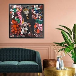 «Carnaval» в интерьере классической гостиной над диваном