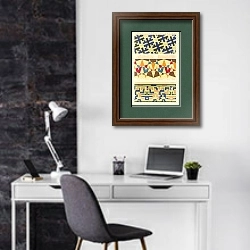 «Портфолио с абстрактными рисунками, стр.21» в интерьере кабинета в черно-белых цветах