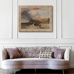 «Seascape» в интерьере гостиной в классическом стиле над диваном