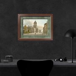 «Christ Church--Oxford» в интерьере кабинета в черных цветах над столом