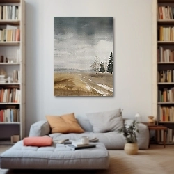 «Первый снег (2 картины)» в интерьере 