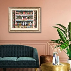 «Painted Chest, Michoacan» в интерьере классической гостиной над диваном