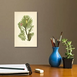 «Scotch Pine, Juniper, Yew 1» в интерьере кабинета с бежевыми стенами