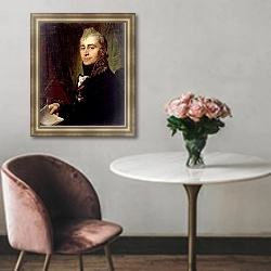 «Портрет Александра Феодосиевича Бестужева» в интерьере в классическом стиле над креслом
