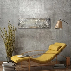 «Старая поцарапанная поверхность» в интерьере в стиле лофт с желтым креслом