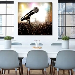 «Микрофон и концерт» в интерьере офиса над столом для конференций