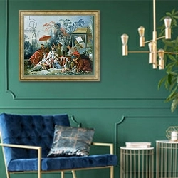 «The Chinese Garden, c.1742» в интерьере в классическом стиле с зеленой стеной