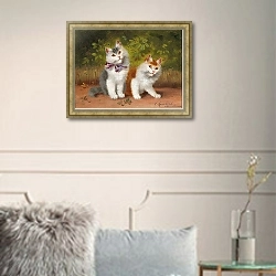 «Два котенка» в интерьере в классическом стиле в светлых тонах