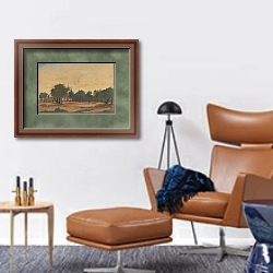 «The Orchard» в интерьере кабинета с кожаным креслом