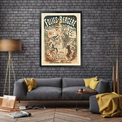 «Folies-Bergère. Monaco, divertisement en trois tableaux» в интерьере в стиле лофт над диваном