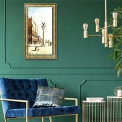 «Венеция, вид на Дворец Дожей и колонну Святого Марка» в интерьере в классическом стиле с зеленой стеной